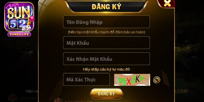 Đăng ký cổng game Sun52 rất đơn giản cho mọi tân thủ